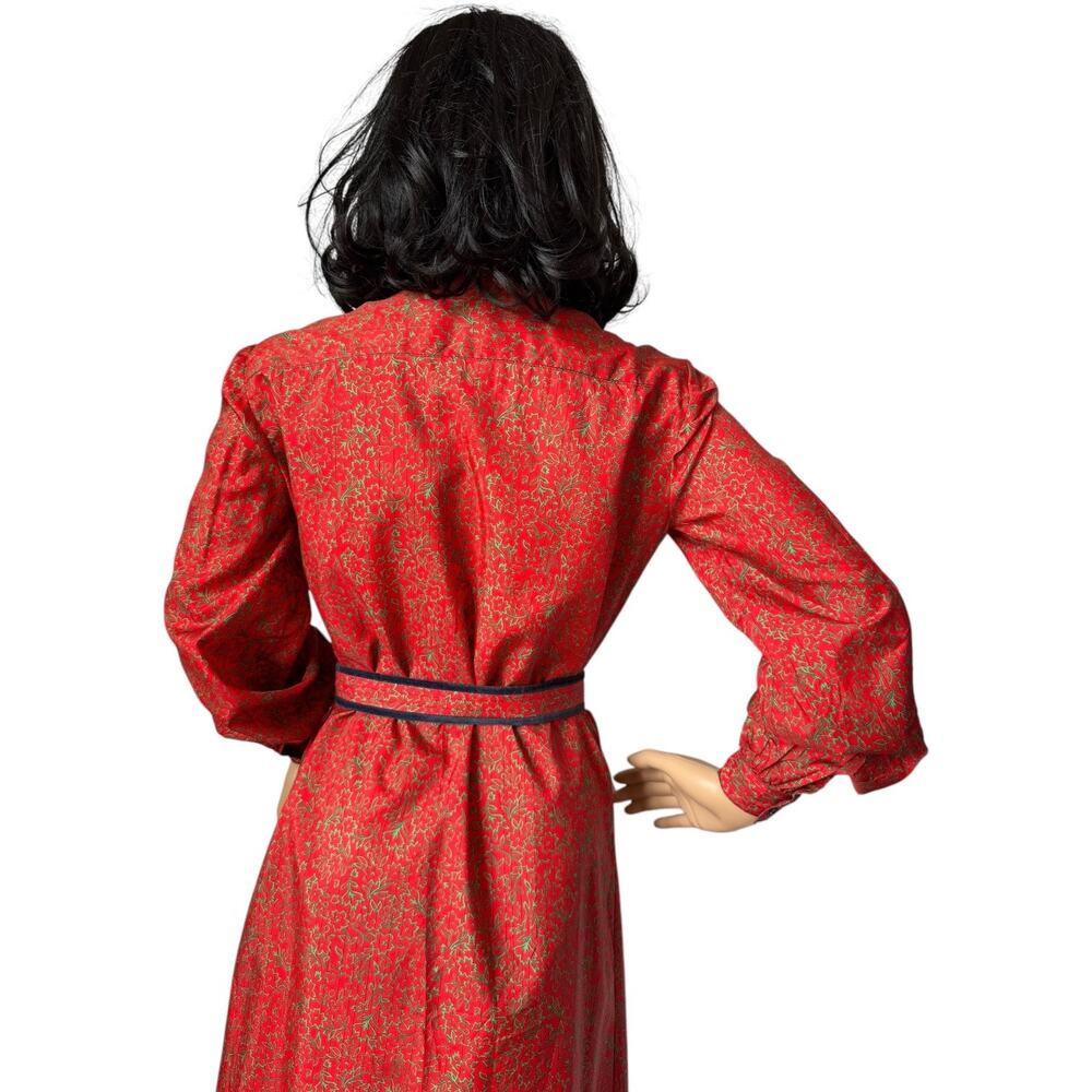 Vintage Schrader Sport New York red Mandarin collar belted dress medium - Picture 4 of 16